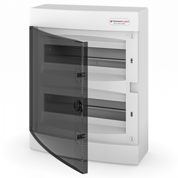 Sicherungskasten Aufputz IP40 2-Reihig 24-Module (Transparente Tür)
